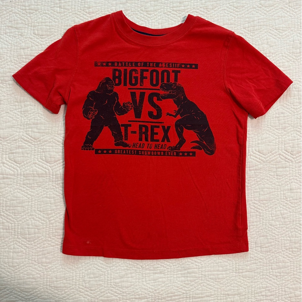 GAP Kids Red Bigfoot vs T-Rex Kids Tee